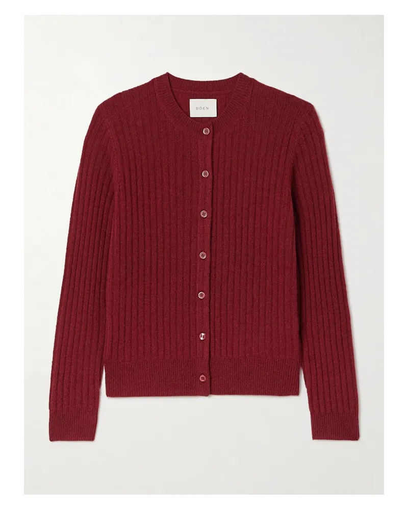 DÔEN Danaë Ribbed Cashmere Cardigan - Burgundy Burgundy