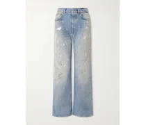 2021 Distressed Mid-rise Straight-leg Jeans - Blue