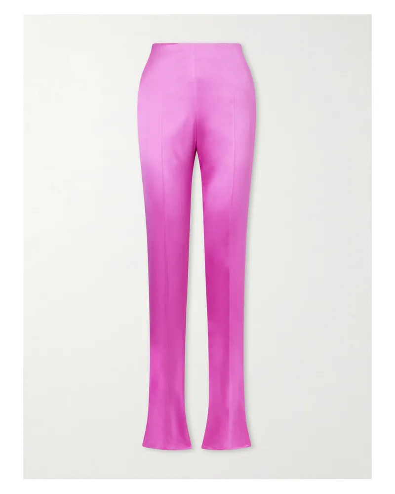 Valentino Garavani Silk-blend Duchesse Straight-leg Pants - Purple Purple