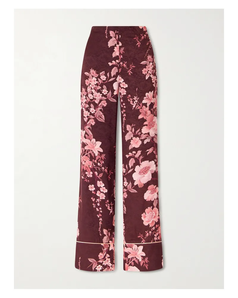 Borgo De Nor Havana Hose Aus Crêpe De Chine Mit Jacquard-muster, Blumenprint Und Satinbesätzen - Rot Rot