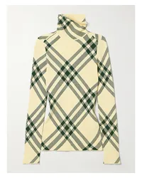 Burberry Rollkragenpullover aus Kariertem Rippstrick Gelb