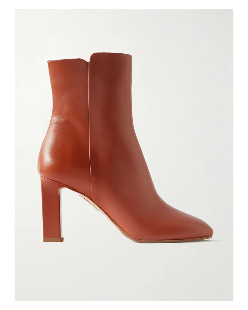 Aquazzura Sellier 85 Leather Ankle Boots - Brown Brown