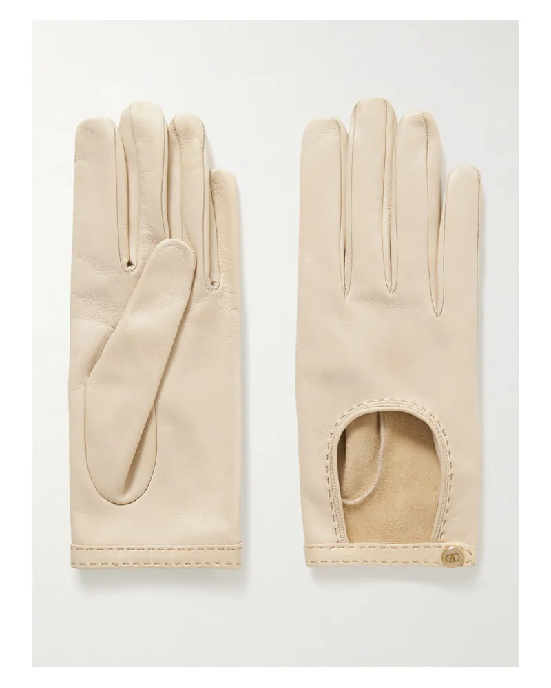 Valentino Garavani Vlogo Handschuhe Aus Leder - Elfenbein Elfenbein