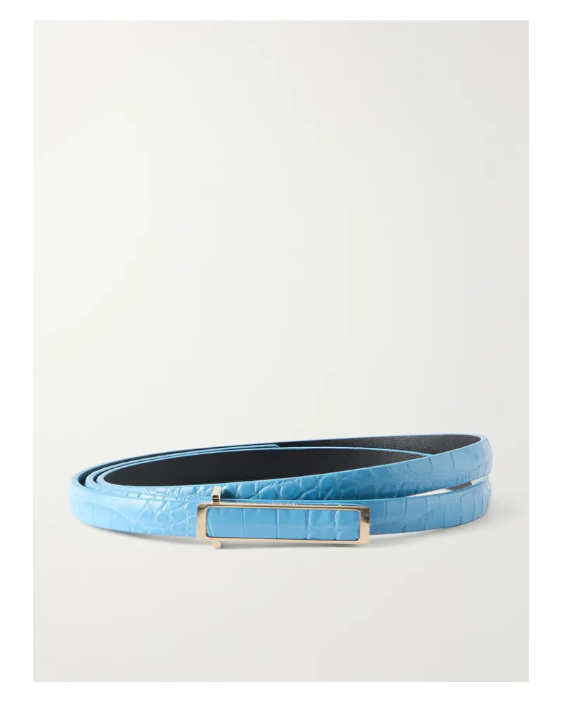 Tom Ford Croc-effect Leather Belt - Blue Blue