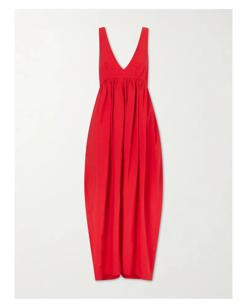 Róhe Dazu Woven Midi Dress - Red Red