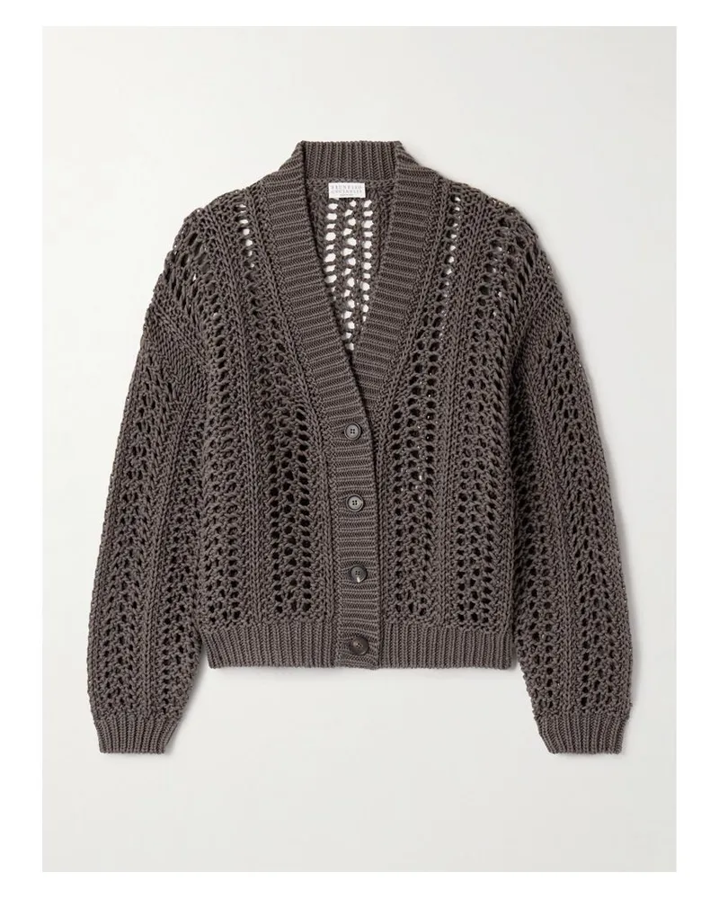Brunello Cucinelli Cardigan Aus Baumwolle In Zopfstrick - Braun Braun