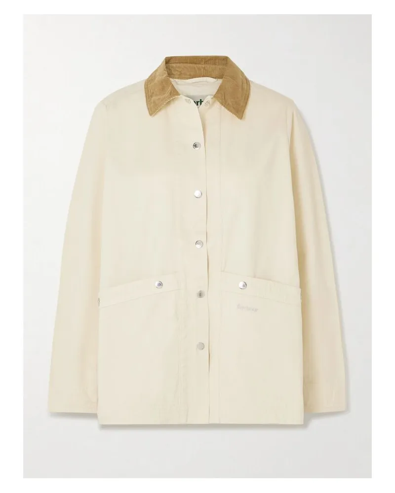 Barbour Sonnie Jacke Aus Baumwoll-canvas Mit Cordbesatz - Creme Creme