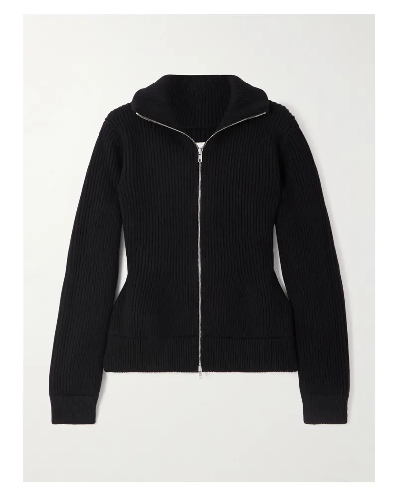 Maison Margiela Cardigan Aus Wolle In Rippstrick - Schwarz Schwarz