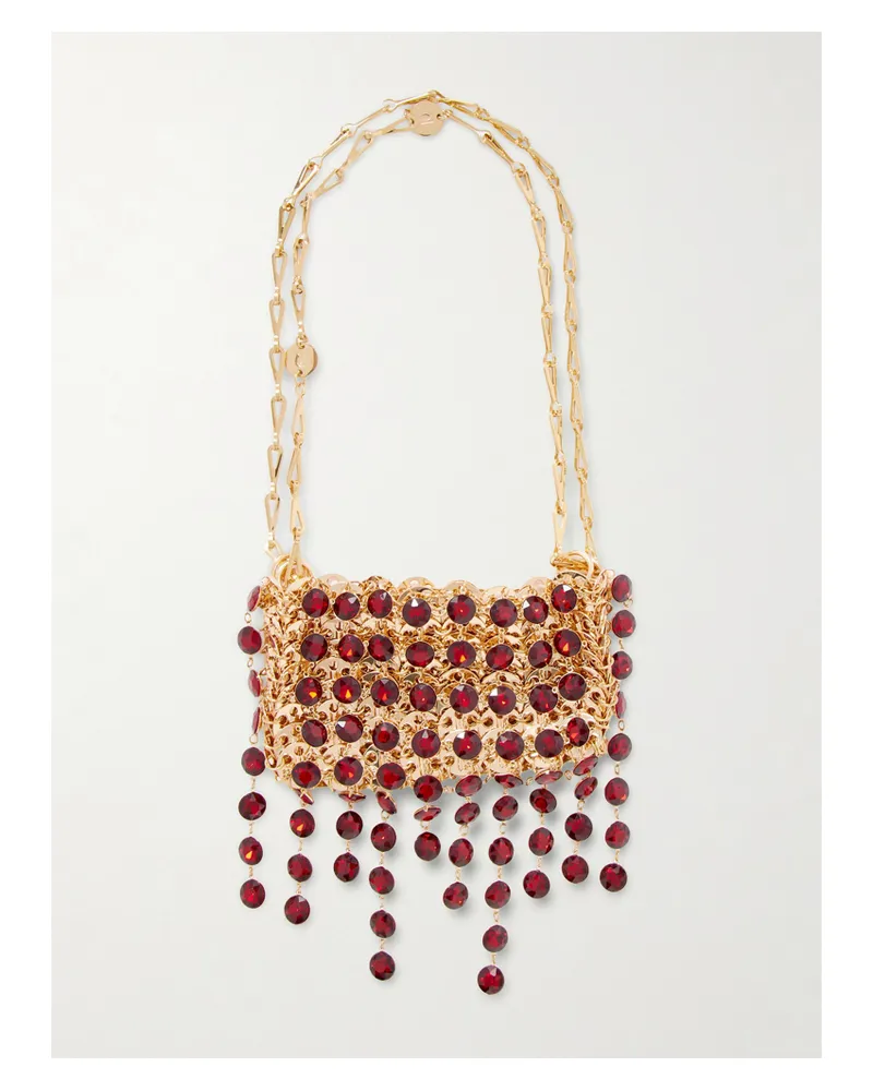 Paco Rabanne Crystal-embellished Chainmail Shoulder Bag - Red Red