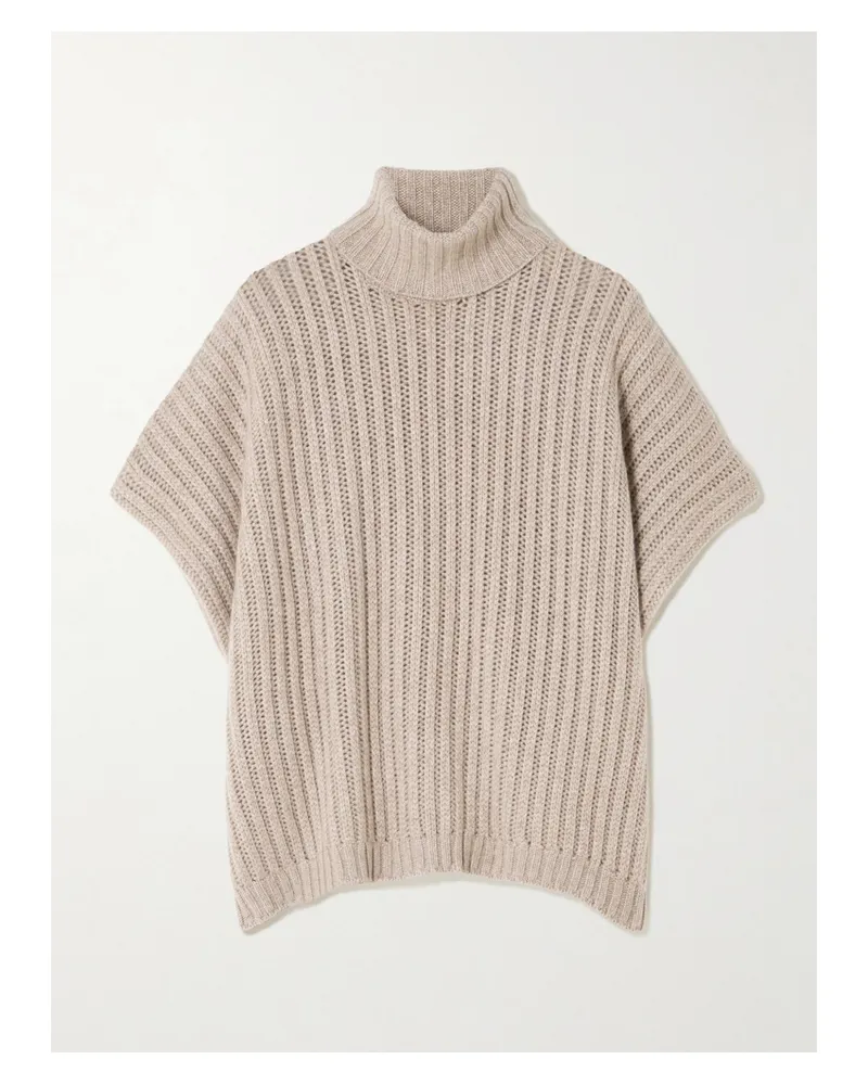 Brunello Cucinelli Kurzärmeliger Rollkragenpullover Aus Geripptem Kaschmir - Braun Braun