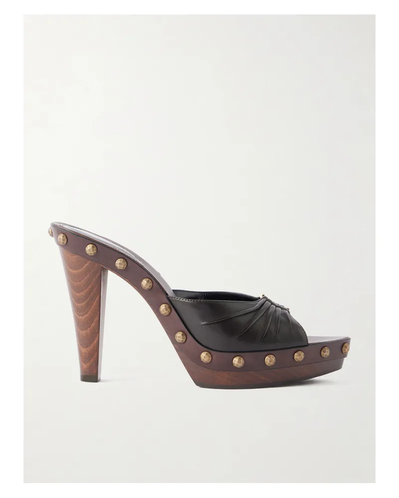 Saint Laurent Babylone Mules Aus Leder Mit Verzierungen - Braun Braun