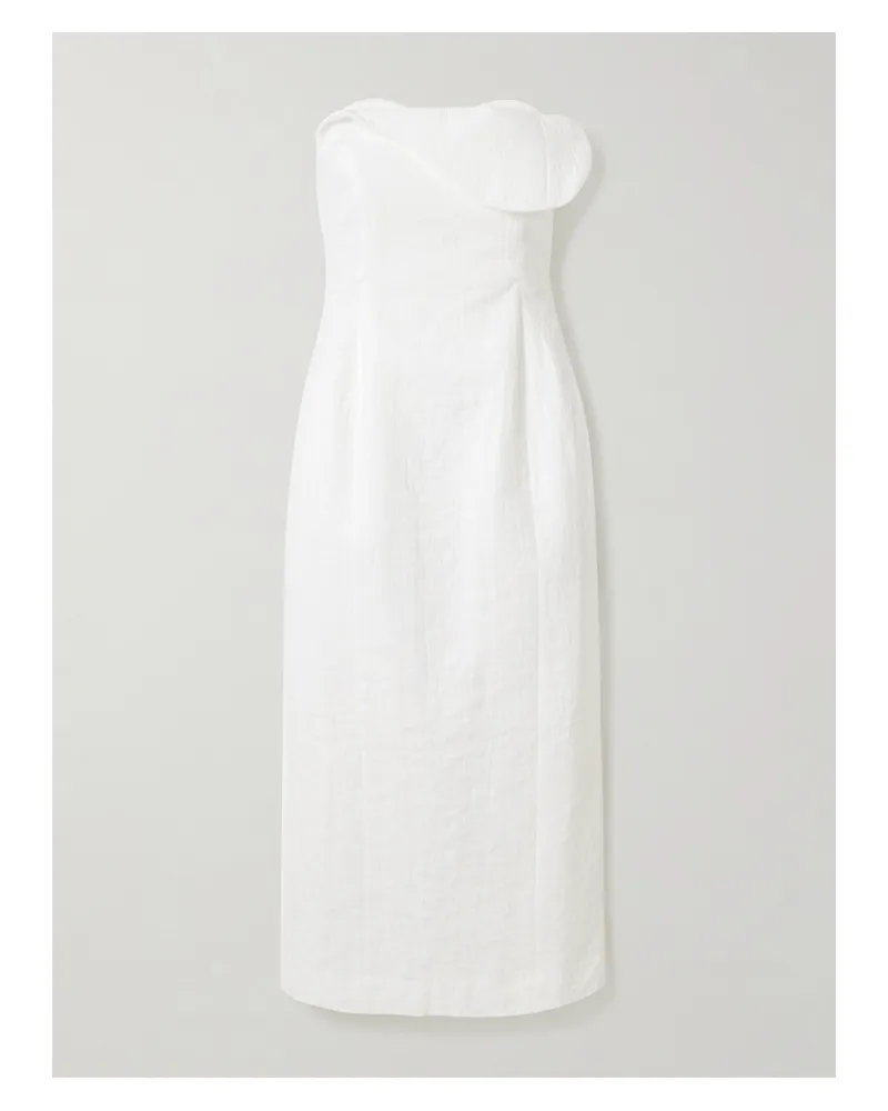 Mara Hoffman Lisha Trägerloses Midikleid Aus Biobaumwoll-jacquard - Wollweiß Wollweiß