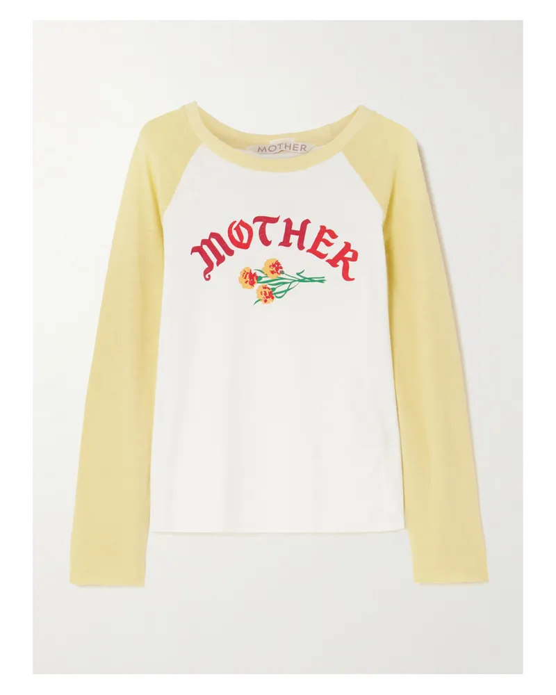 Mother The Vintage Sporty Concert Printed Cotton-blend Jersey T-shirt - Yellow Yellow