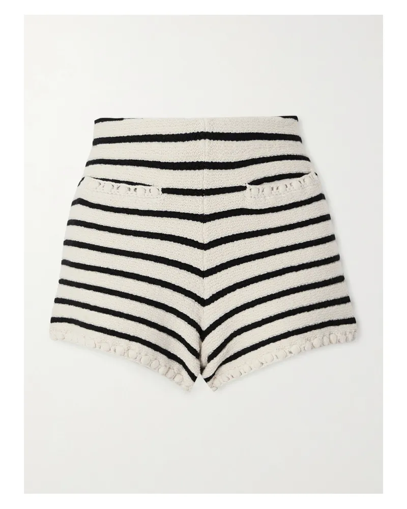 Posse Gestreifte Shorts Aus Strick Mit Verzierungen - Weiß Weiß