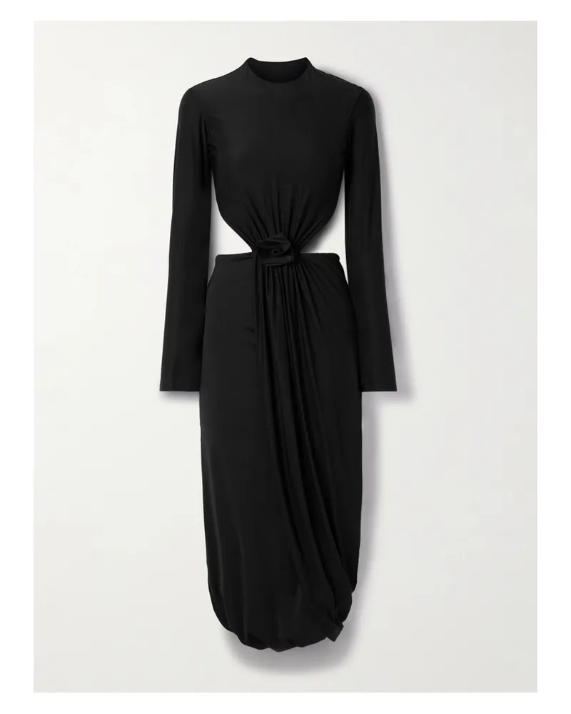 Maygel Coronel Damasco Midikleid Aus Stretch-jersey Mit Applikation Und Cut-outs - Schwarz Schwarz