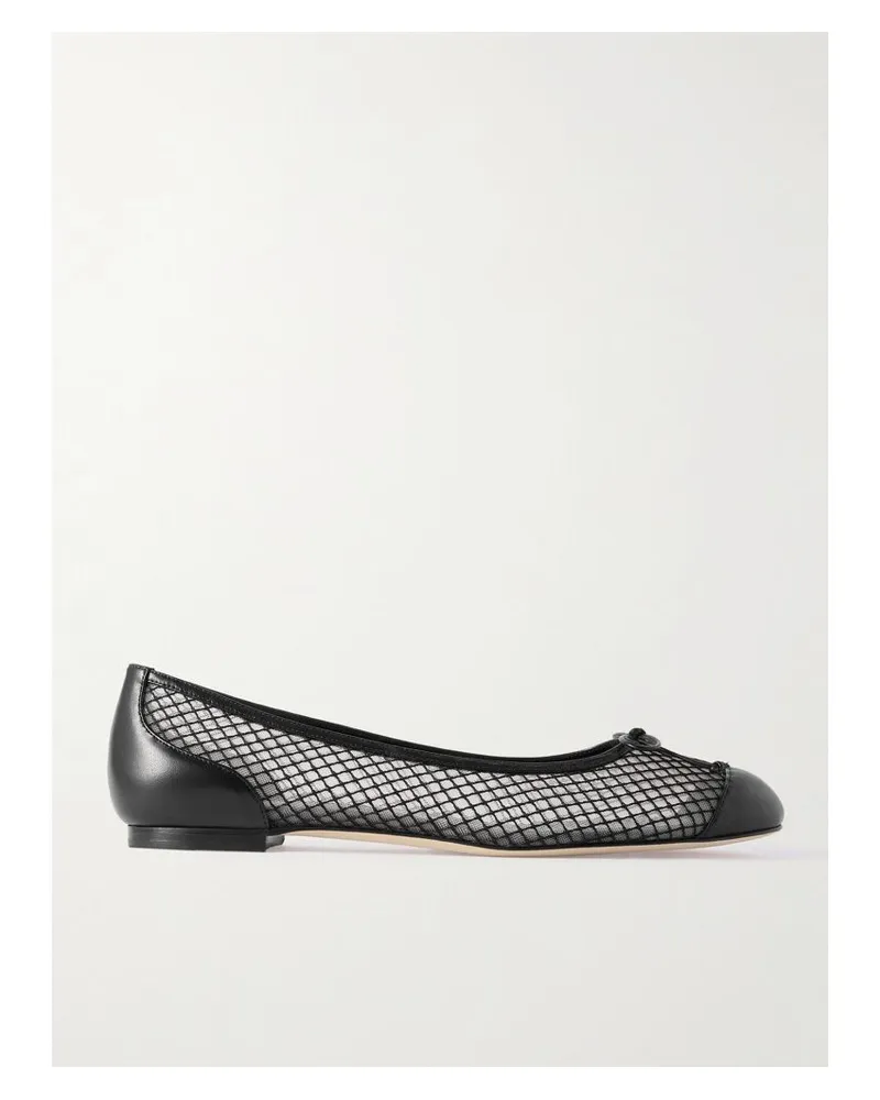Manolo Blahnik Capbalme Ballerinas Aus Mesh Mit Lederbesätzen - Schwarz Schwarz