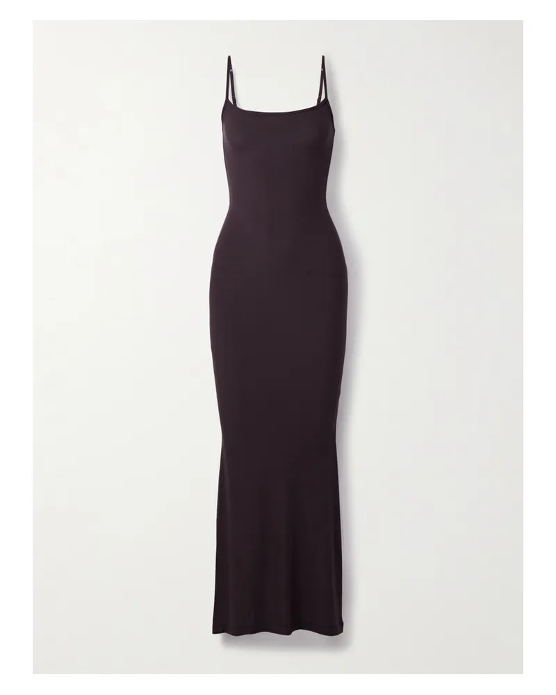 SKIMS Soft Lounge Long Slip Dress – Phoenix – Maxikleid Aus Geripptem Stretch-modal - Braun Braun