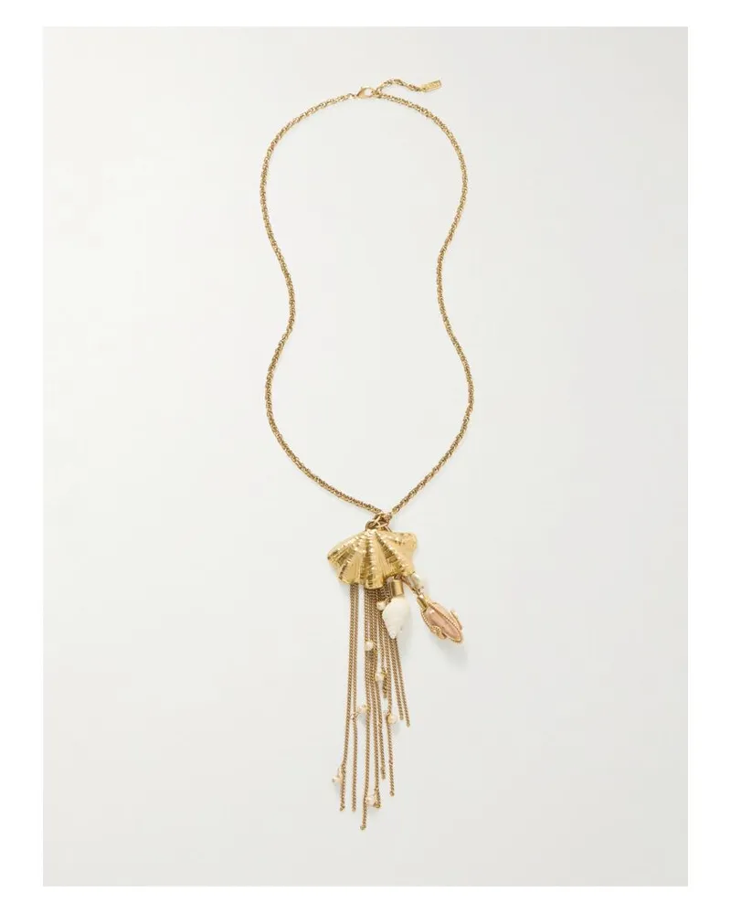 Chloé Goldfarbene Kette Mit Kunstperlen, Kristallen Und Harz Gold