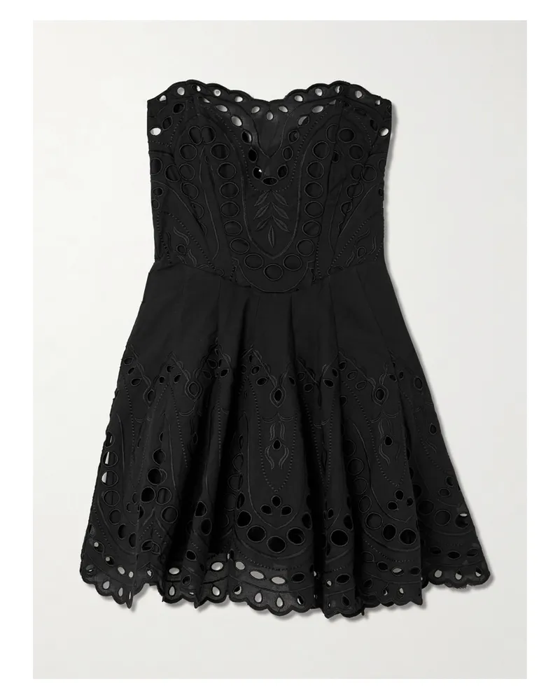 Charo Ruiz Bail Broderie Anglaise Cotton-blend Mini Dress - Black Black