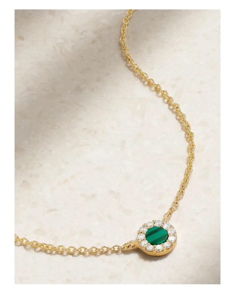 Diane Kordas Evil Eye Kette Aus 18 Karat Gold Mit Diamanten Und Malachit - Grün Grün