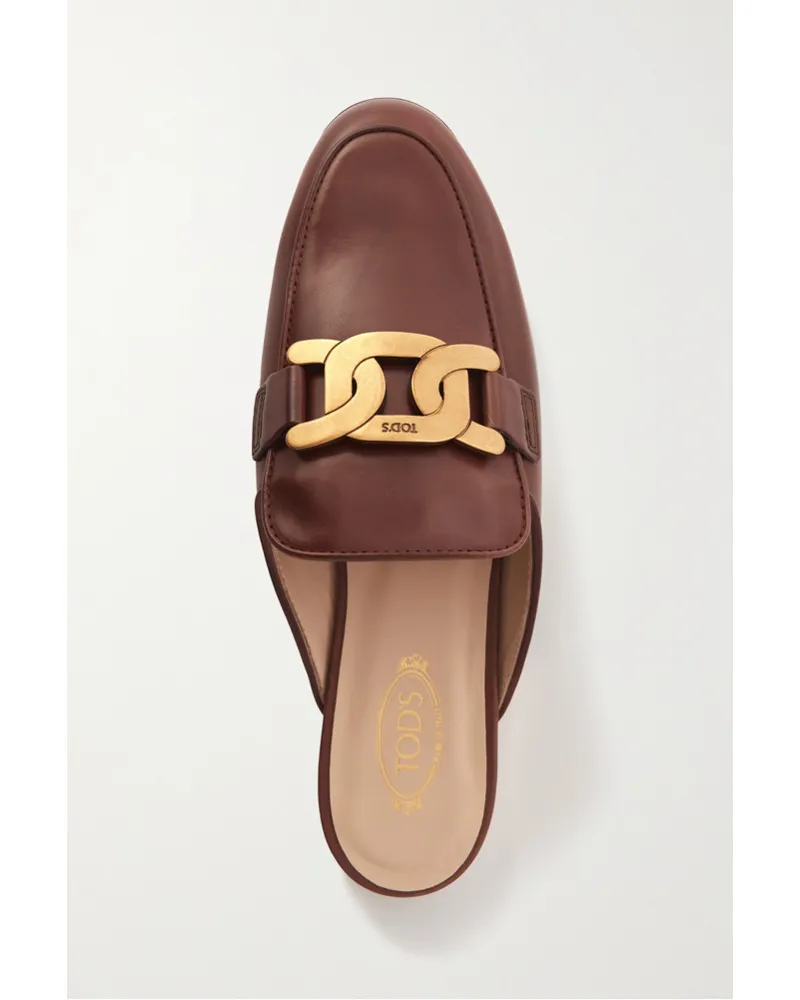 TOD'S Slippers aus Leder mit Logoverzierung Braun