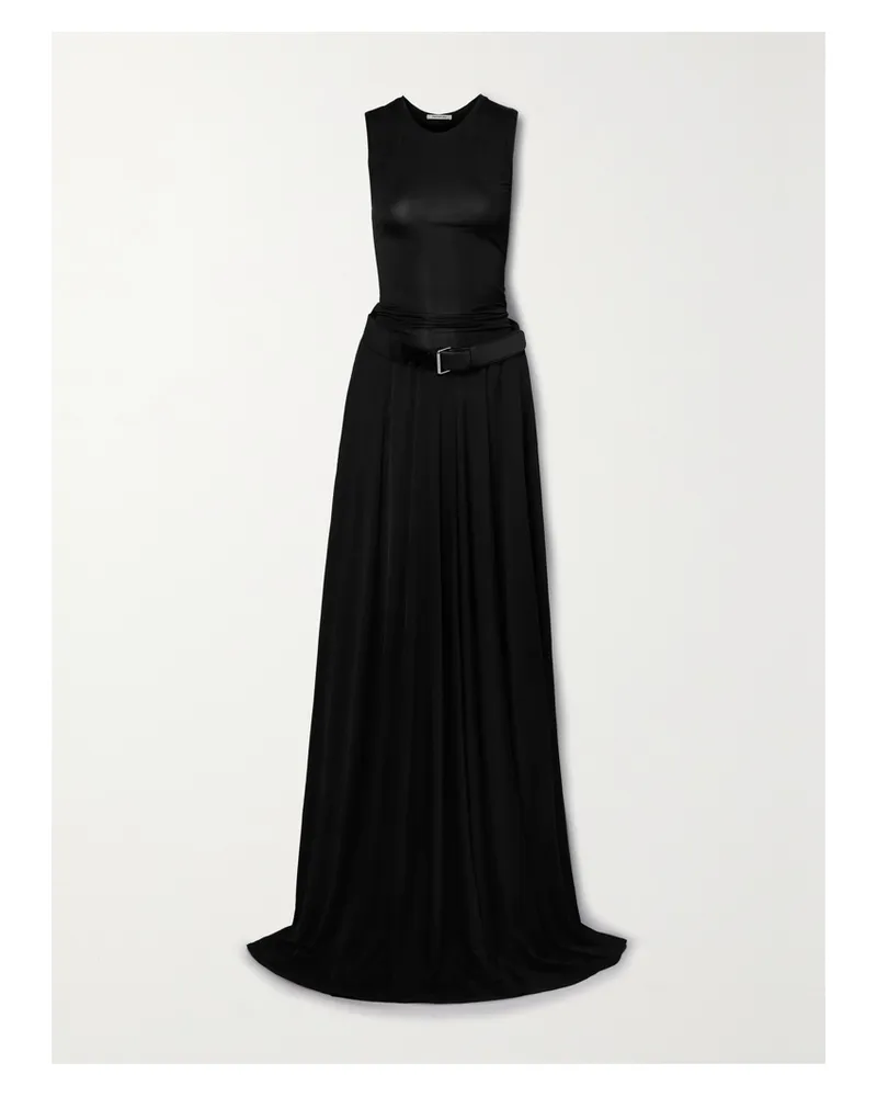 Peter Do Maxikleid Aus Stretch-jersey Mit Gürtel - Schwarz Schwarz