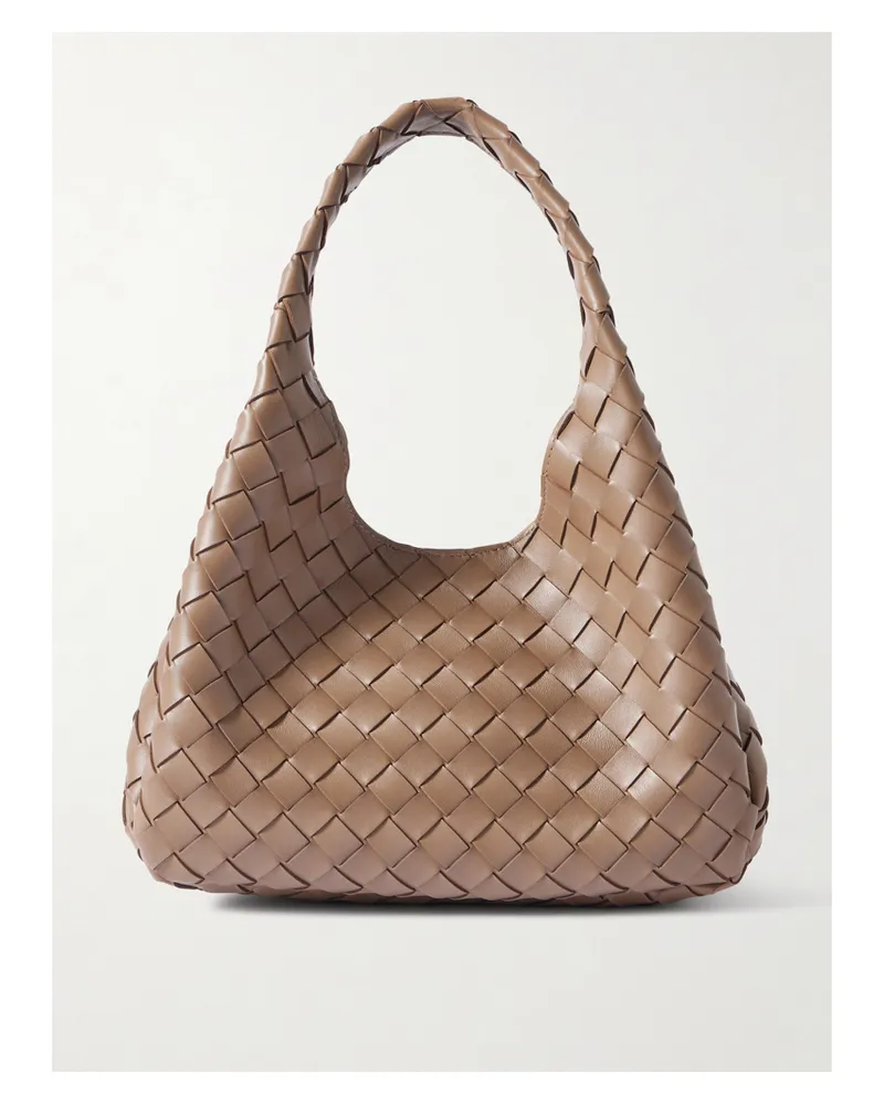 Bottega Veneta Campana Intrecciato Leather Shoulder Bag - Brown Brown