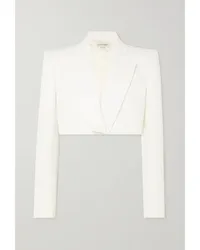 Alexander McQueen Verkürzter Blazer aus Grain De Poudre aus Wolle Weiß