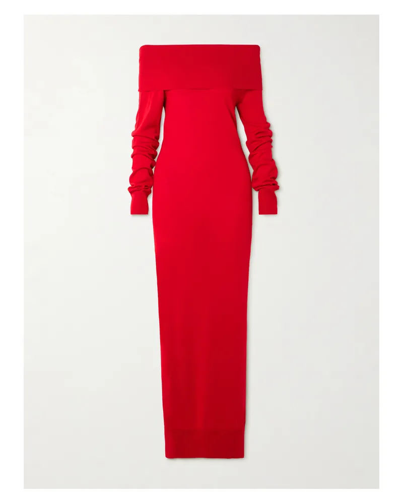Stella McCartney Schulterfreies Maxikleid Aus Wolle - Rot Rot