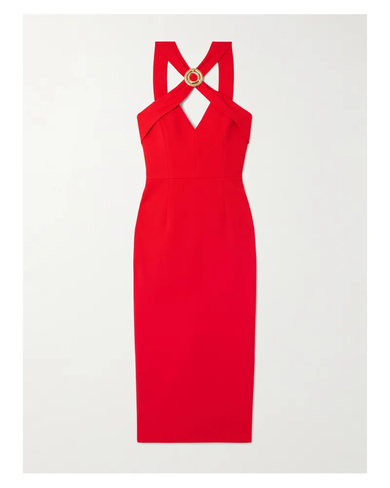 Rebecca Vallance Cameron Midikleid Aus Crêpe Mit Verzierung - Rot Rot