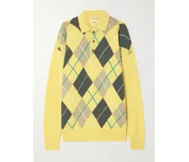 Pringle Argyle Wool Polo Sweater - Yellow