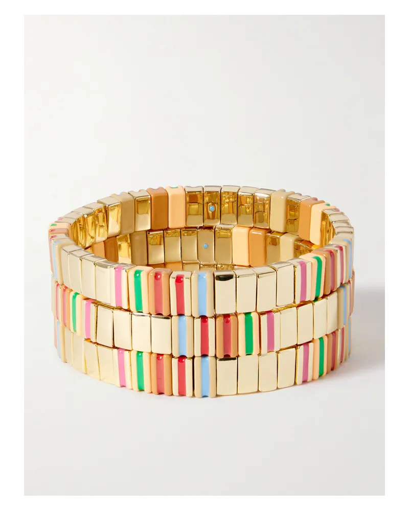 Roxanne Assoulin The Happy Stack Set Aus Drei Goldfarbenen Armbändern Mit Emaille - Mehrfarbig Mehrfarbig