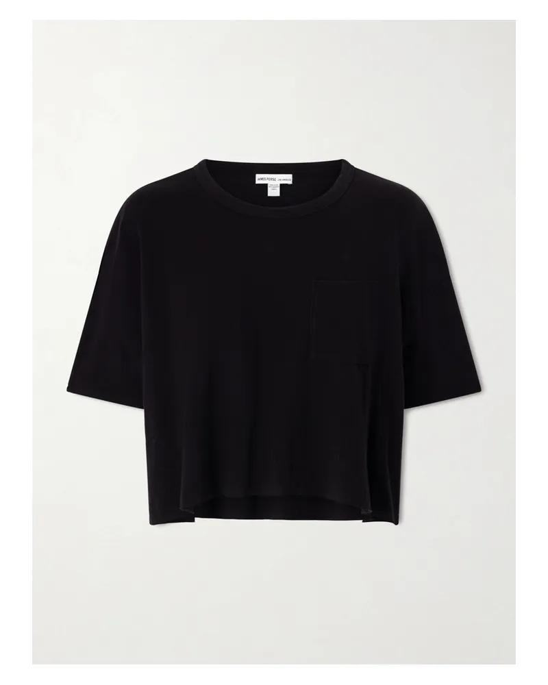 James Perse Cropped Cotton-blend Jersey T-shirt - Black Black