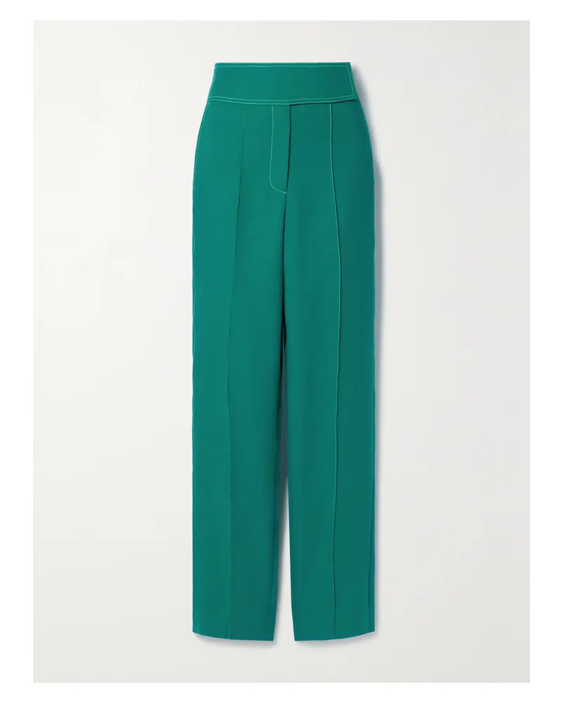Christopher John Rogers Bundfaltenhose Mit Geradem Bein Aus Crêpe - Grün Grün