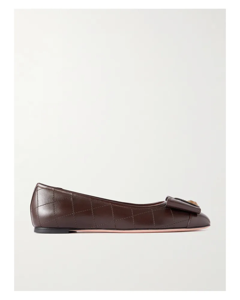 Bally Belisa Ballerinas Aus Leder Mit Steppmuster Und Detail Aus Gold - Braun Braun