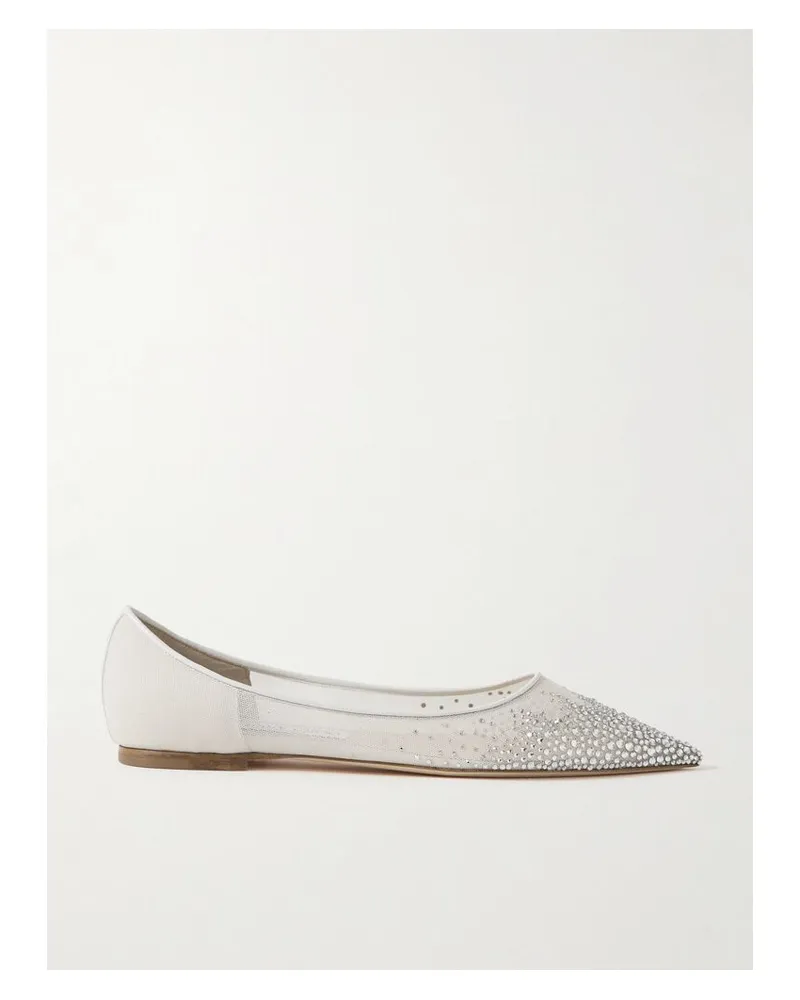 Jimmy Choo Love Flache Schuhe Mit Spitzer Kappe Aus Mesh Mit Kristallen - Silber Silber