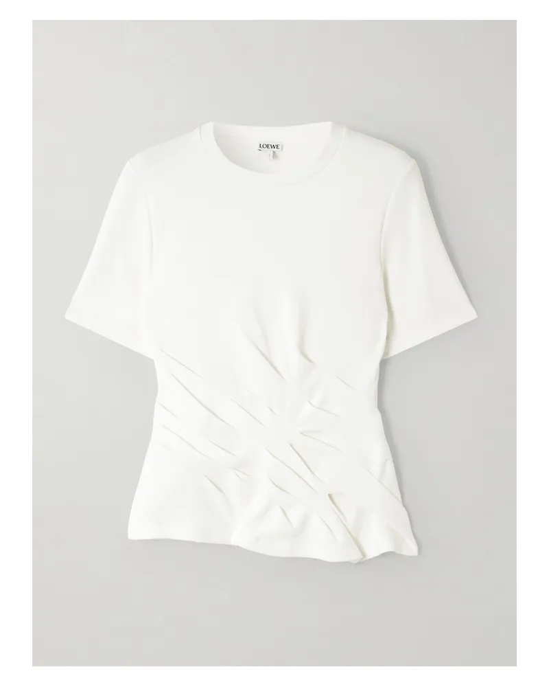 Loewe T-shirt Aus Jersey Aus Einer Baumwollmischung Mit Raffungen - Weiß Weiß