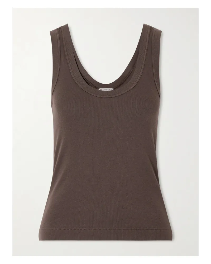 Brunello Cucinelli Tanktop Aus Geripptem Jersey Aus Einer Baumwollmischung - Braun Braun