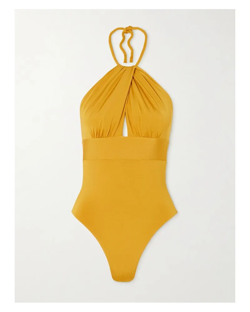 Max Mara Chicca Neckholder-badeanzug Mit Cut-out Und Raffungen - Gelb Gelb