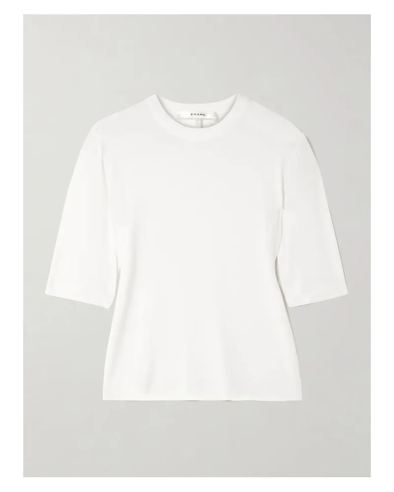 Frame Denim T-shirt Aus Geripptem Stretch-modal - Weiß Weiß