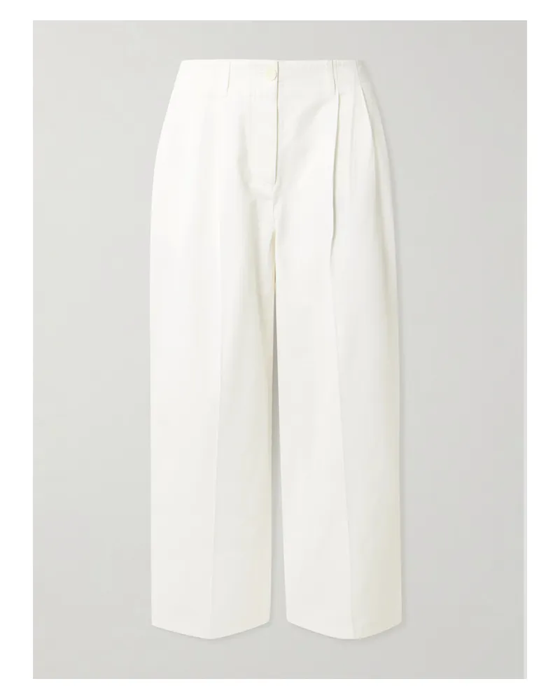 Totême Bundfaltenhose Mit Weitem Bein Aus Baumwoll-twill - Weiß Weiß