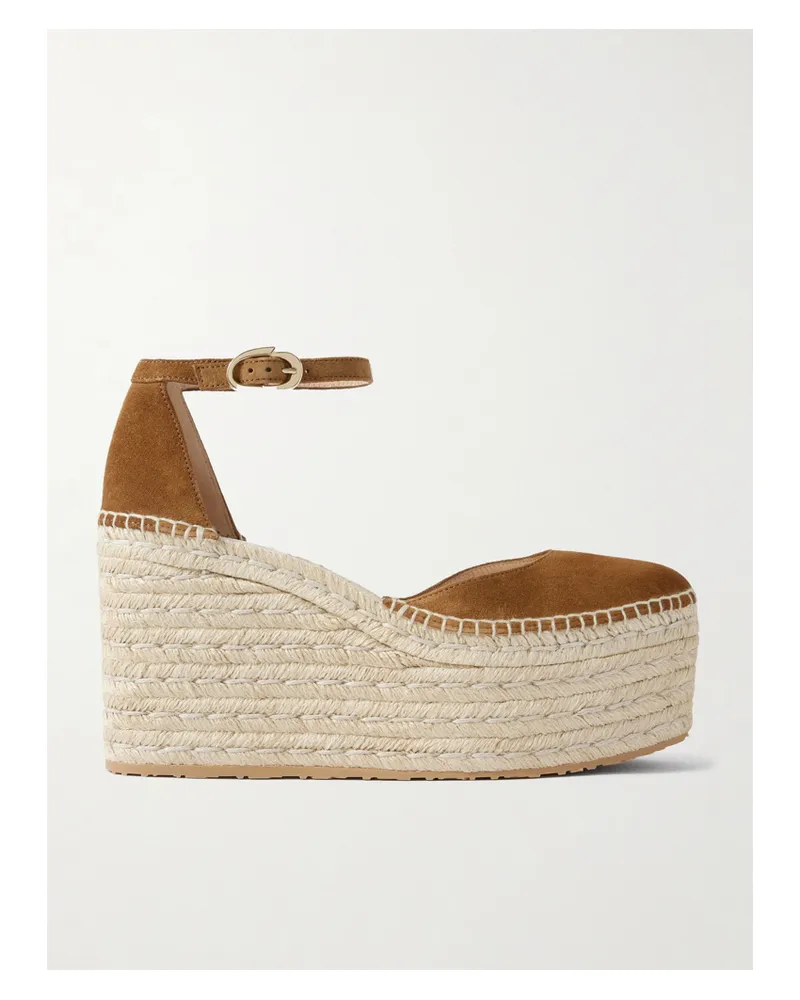 Gianvito Rossi Suede Espadrille Platform Sandals - Brown Brown