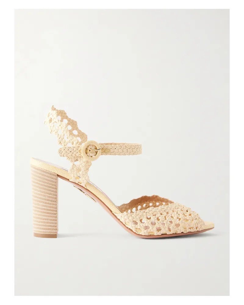 Aquazzura Bossa Nova 85 Raffia Sandals - Neutrals Neutrals
