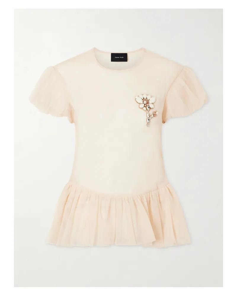 Simone Rocha Sheer Ballet Peplum Top - Neutrals Neutrals