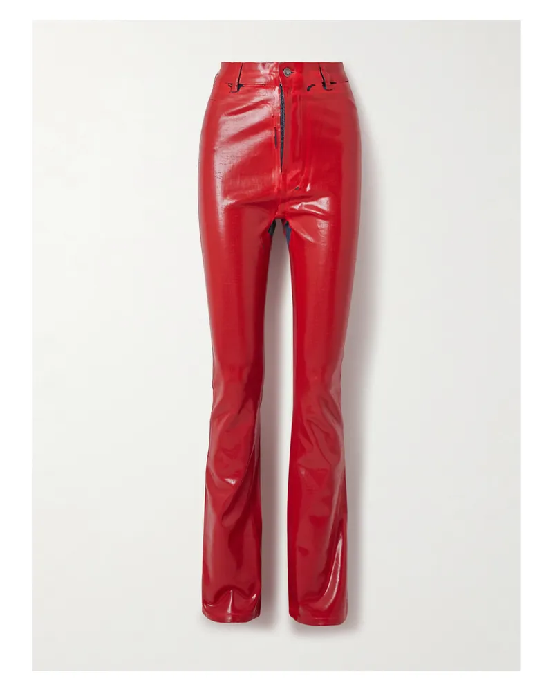 Acne Studios Eng Geschnittene Hose Aus Beschichtetem Denim Mit Distressed-details - Rot Rot