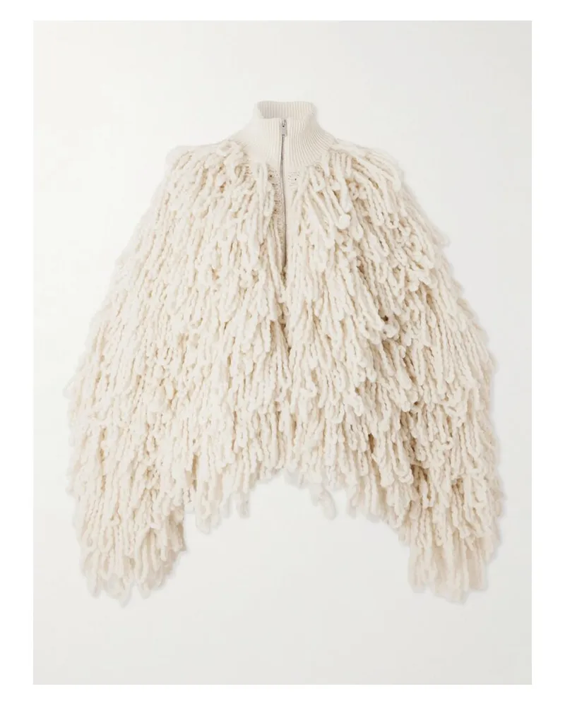 Stella McCartney Jacke Aus Einer Wollmischung Mit Fransen - Creme Creme