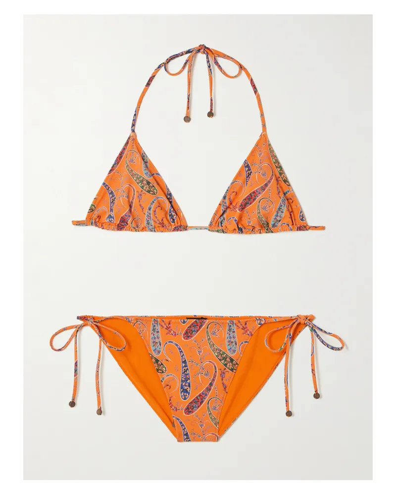 Etro Triangel-bikini Mit Paisley-muster Und Verzierungen - Orange Orange