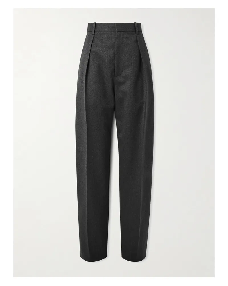 Bottega Veneta Pleated Wool-twill Tapered Pants - Black Black