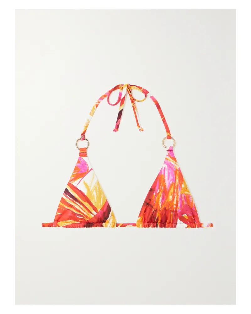 Louisa Ballou Verziertes Triangel-bikini-oberteil Mit Print - Rot Rot