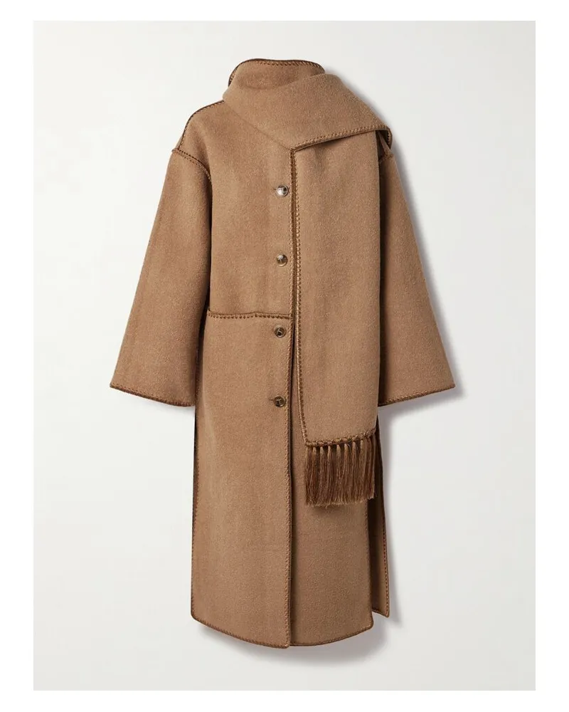 Totême Mantel Aus Bouclé Aus Einer Wollmischung Mit Fransen - Braun Braun
